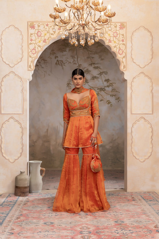 Silk tissue sharara set