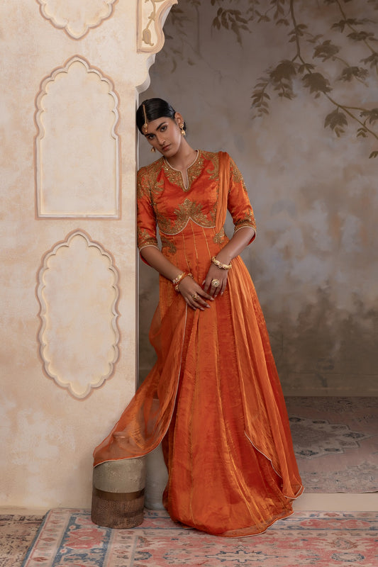 Silk tissue anarkali set