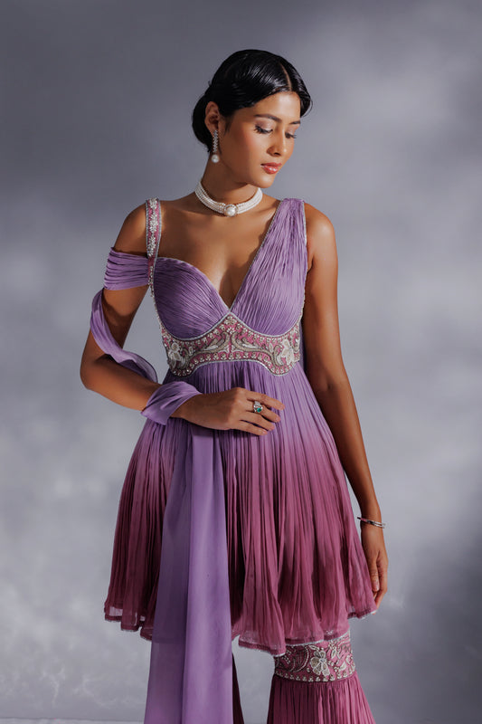 Georgette organza rooshing sharara set