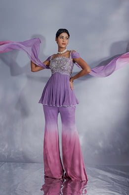 Opada silk yoke with curve asymmetrical neckline