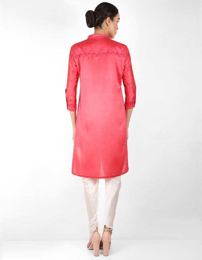 Kaleido high low shirt - Red, Pink & Coral