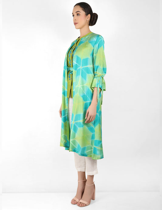 Kaleidoscopic jacket and shirt - Blue & Green