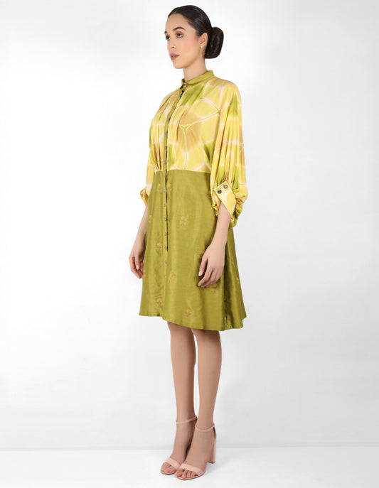 Kaleidoscopic shirt tunic - Mehendi & Green