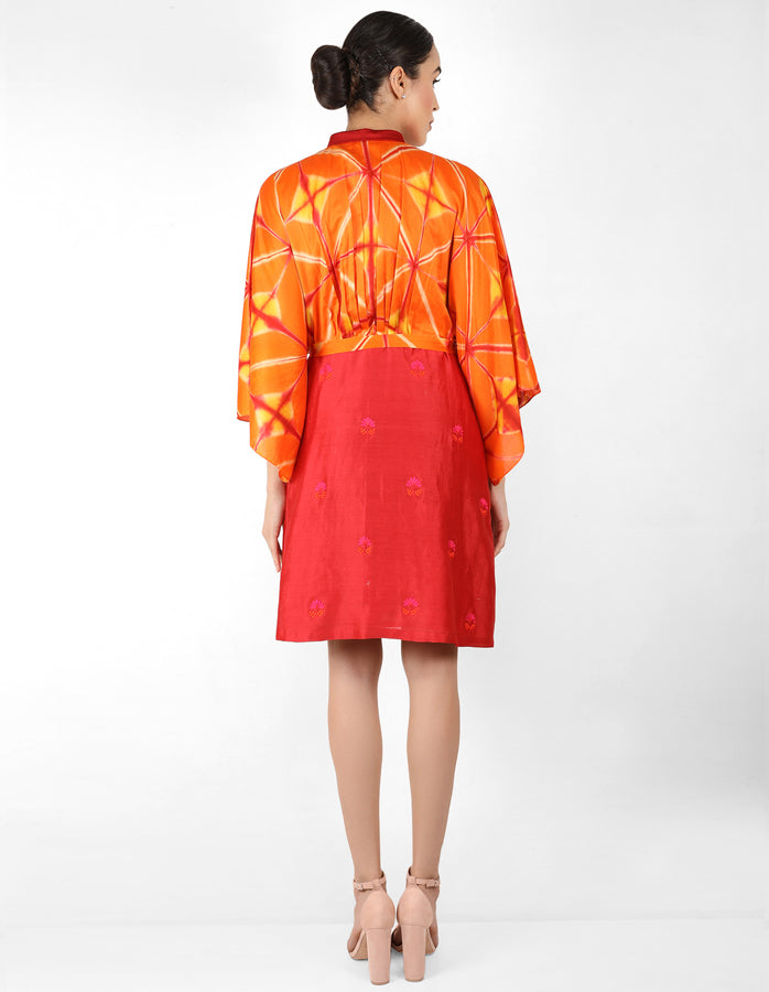 Kaleidoscopic shirt tunic - Fuchsia, Pink & Orange
