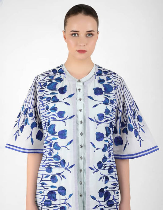 The falling tulip long jacket - Blue