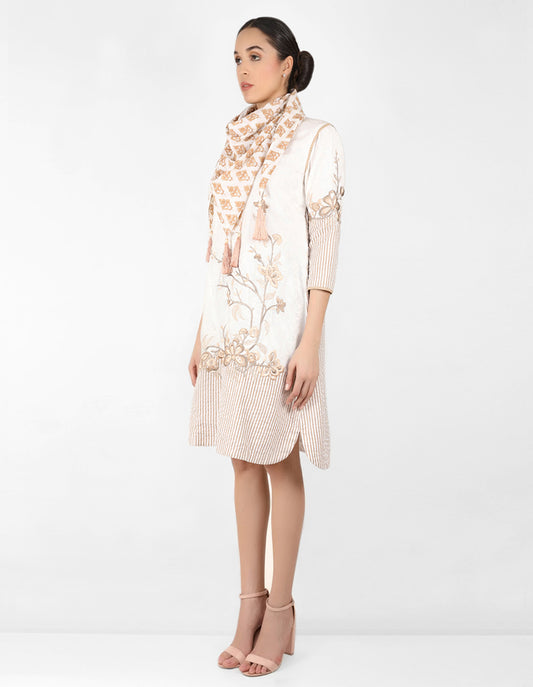 The Floralipe Tunic Dress - Beige