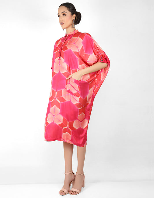Kaleidoscopic Kaftan shirt - Red, Pink & Coral