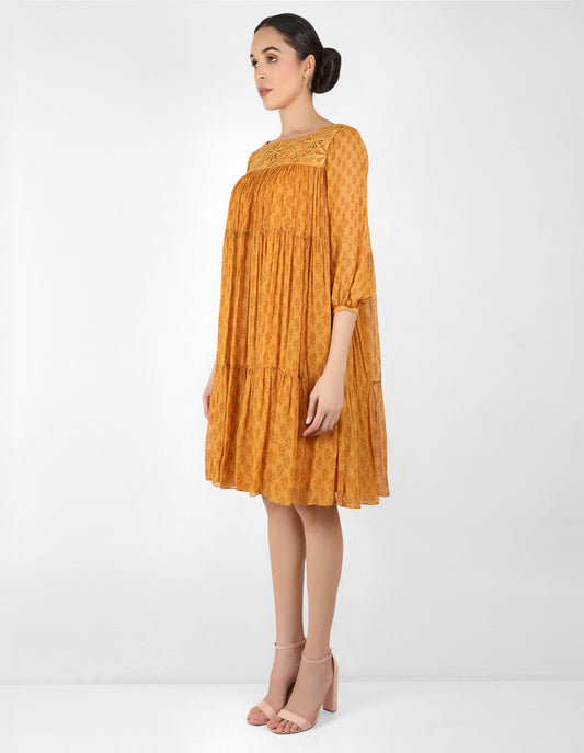 The bohemian yoke dress - Mustard