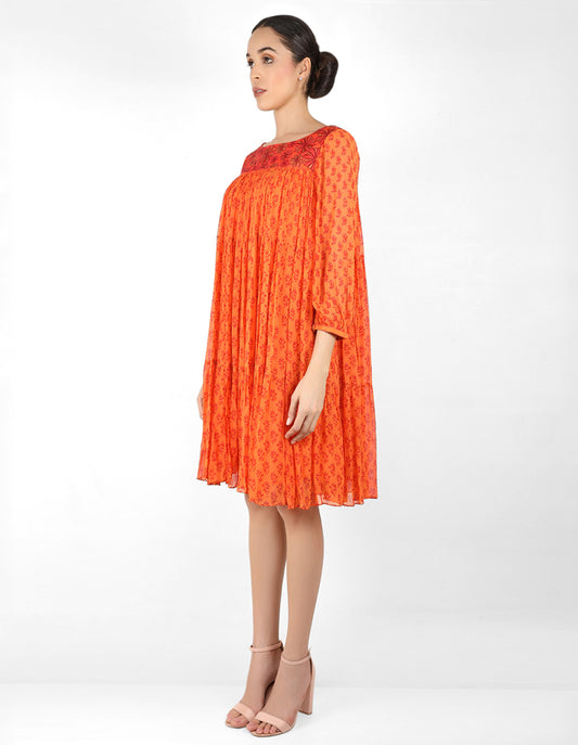 The bohemian yoke dress - Orange