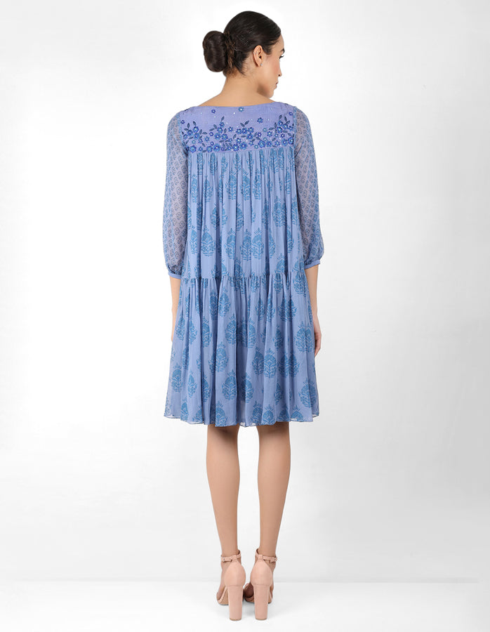 The bohemian yoke dress - Blue