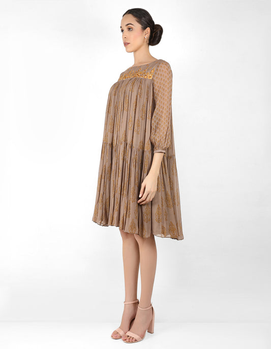 The bohemian yoke dress - Mouse Grey