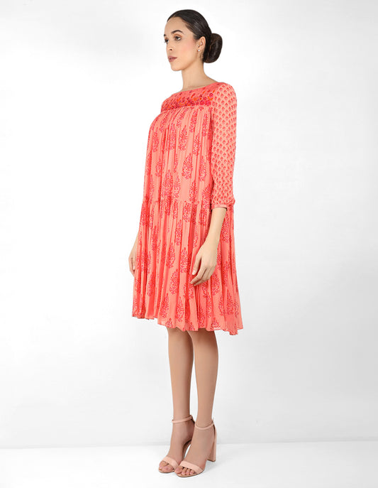 The bohemian yoke dress - Peach