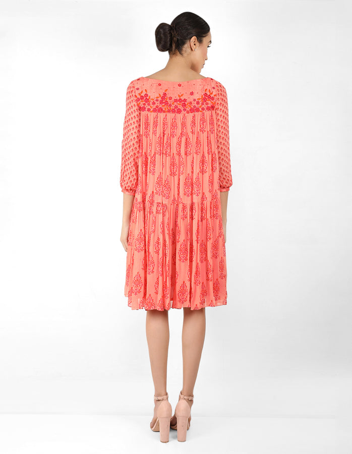 The bohemian yoke dress - Peach