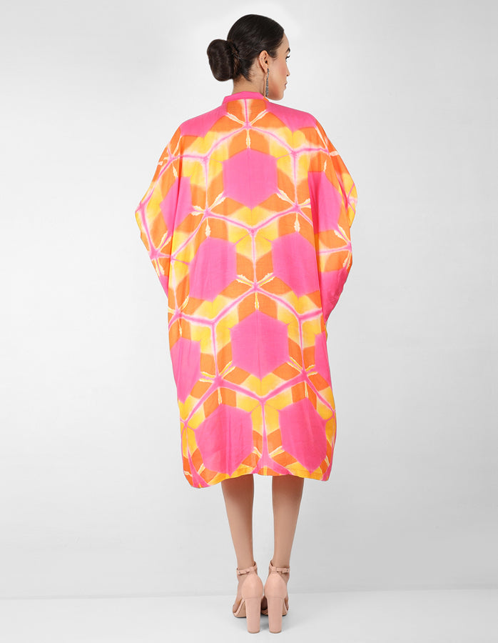 Kaleidoscopic Kaftan shirt - Pink, Red & Orange