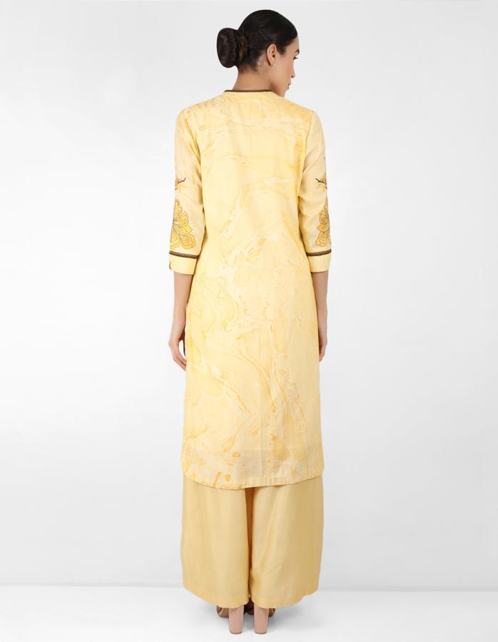 marble print Summer garden tunic - Yellow