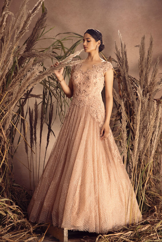 Peach Net Gown