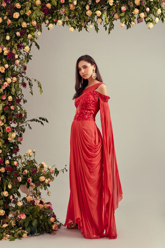 Coral Georgette Dress