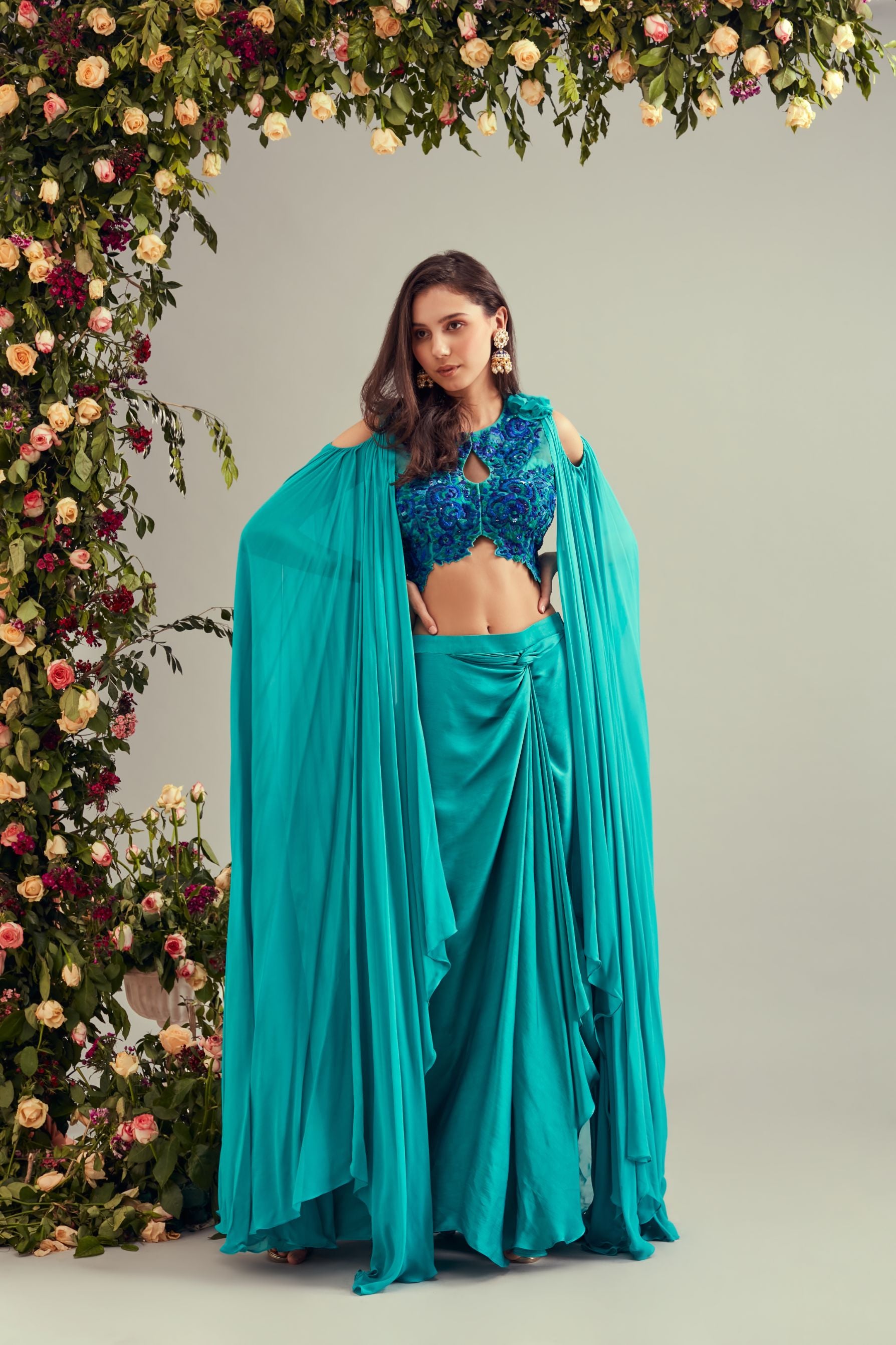 Peacock Blue Drape Dress ADI Peacock Blue Drape Dress ADI