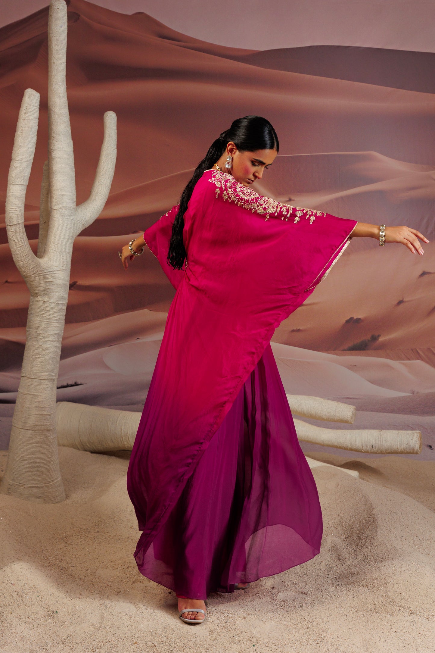 Fuschia purple shaded kaftan