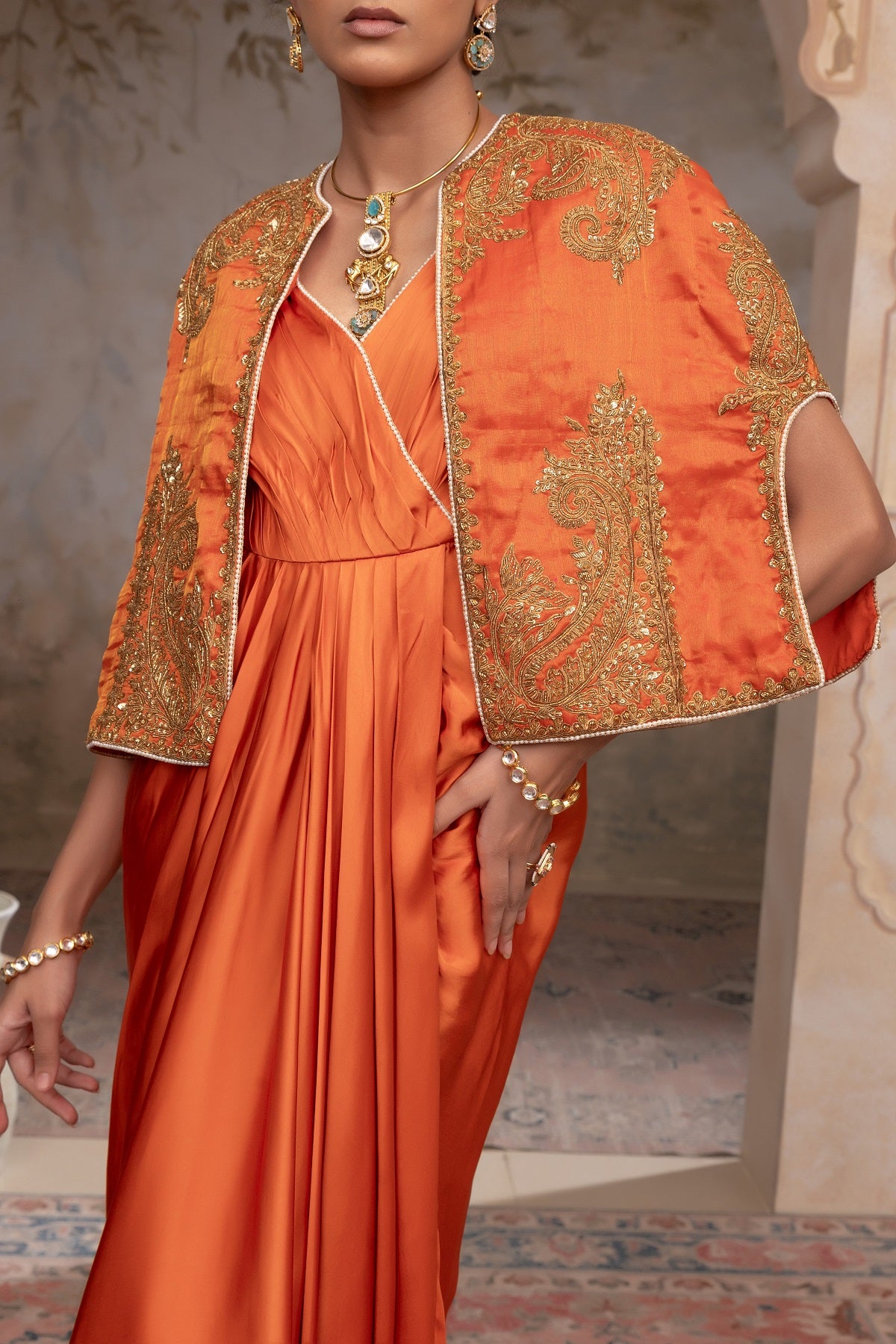 Silk tissue short jacket set