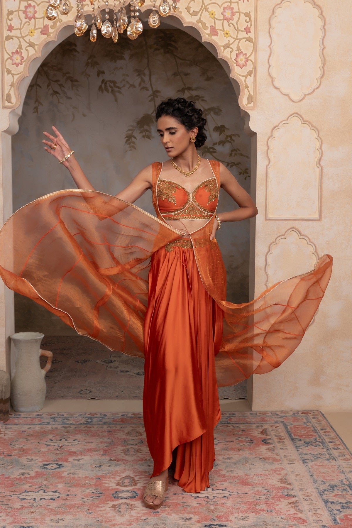 Silk tissue kalidar cape set