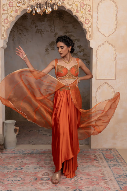 Silk tissue kalidar cape set