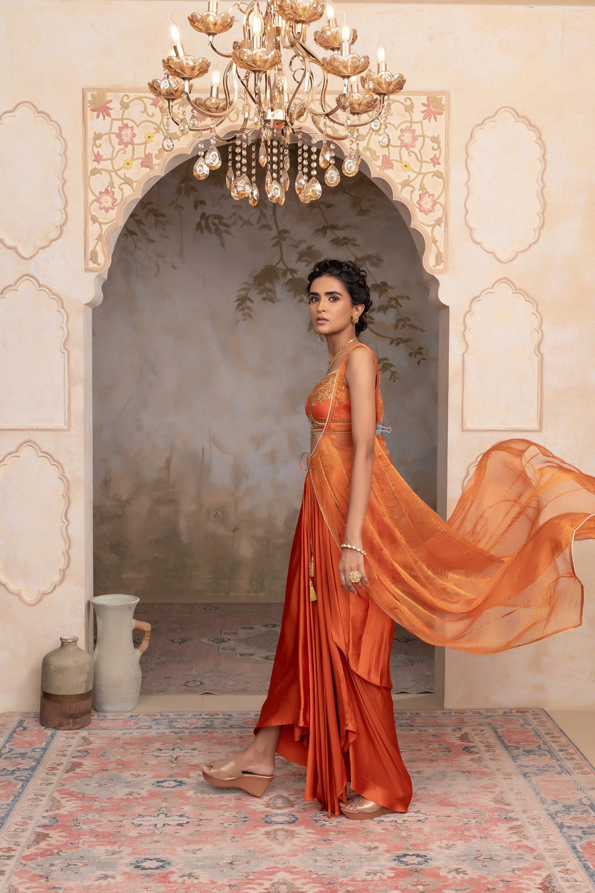 Silk tissue kalidar cape set