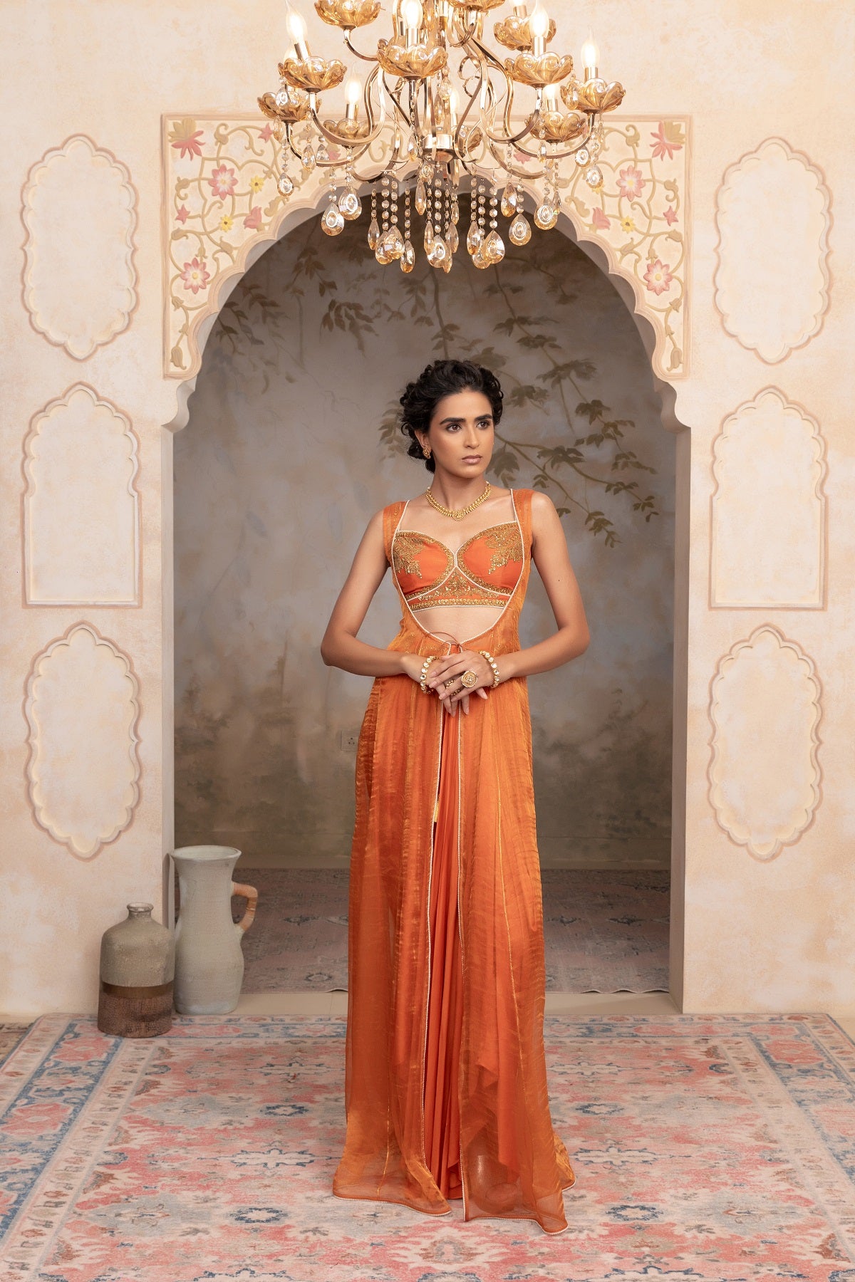 Silk tissue kalidar cape set