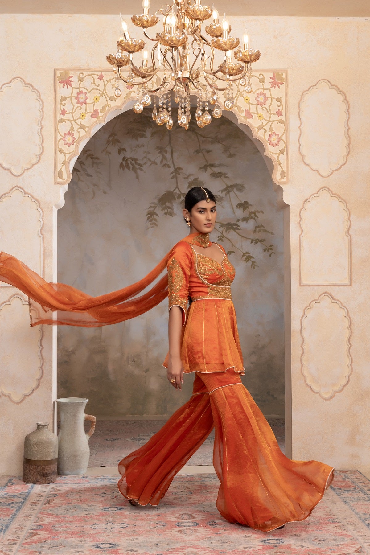 Silk tissue sharara set
