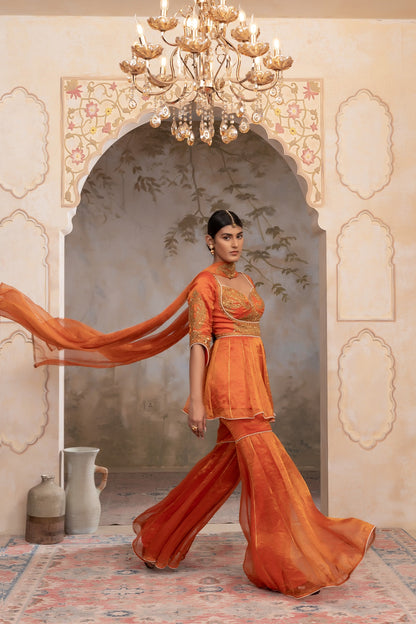 Silk tissue sharara set
