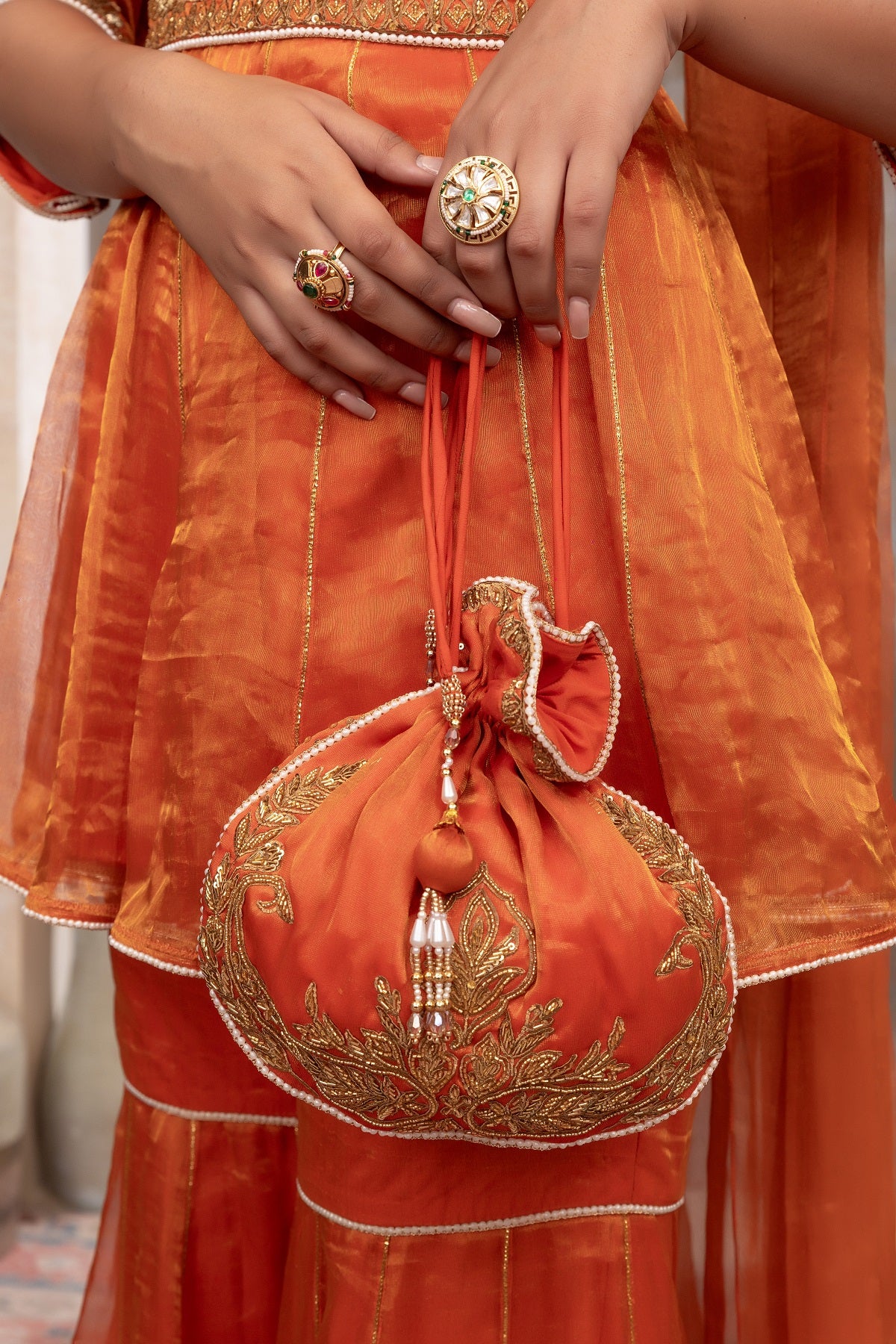 Silk tissue sharara set