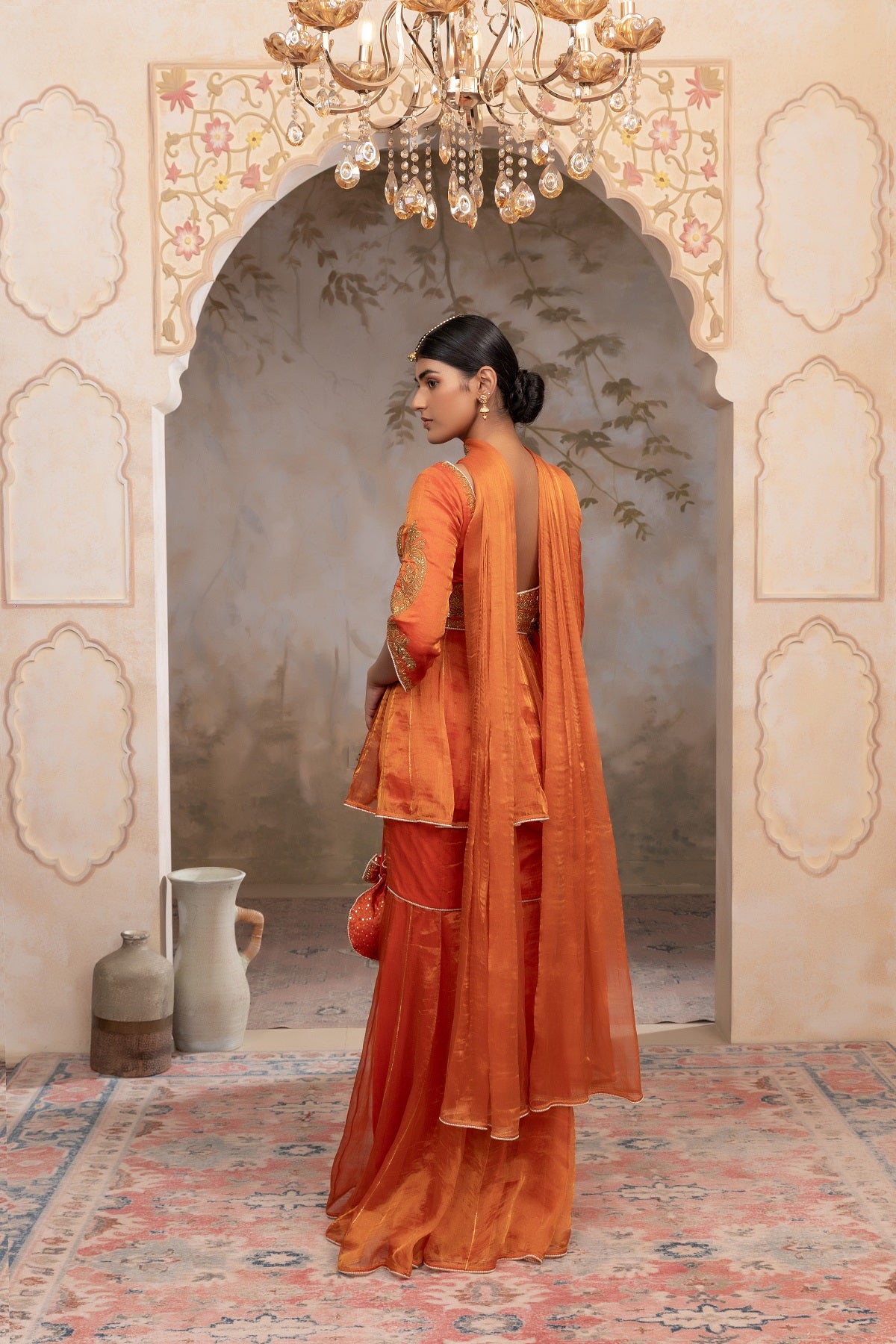 Silk tissue sharara set