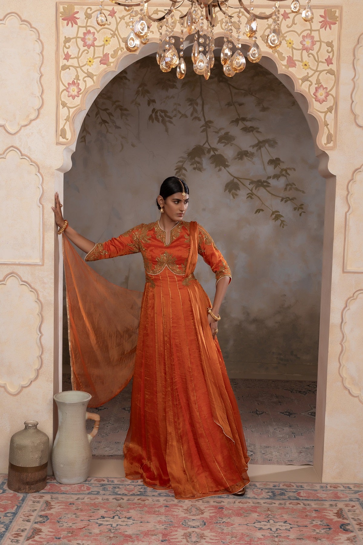 Silk tissue anarkali set