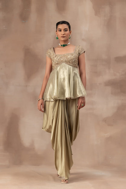Peplum top with opada silk yoke