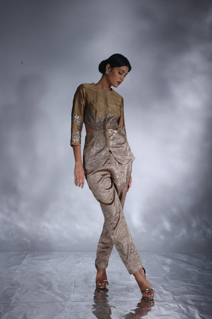 Hand-woven chanderi silk tissue jacket set