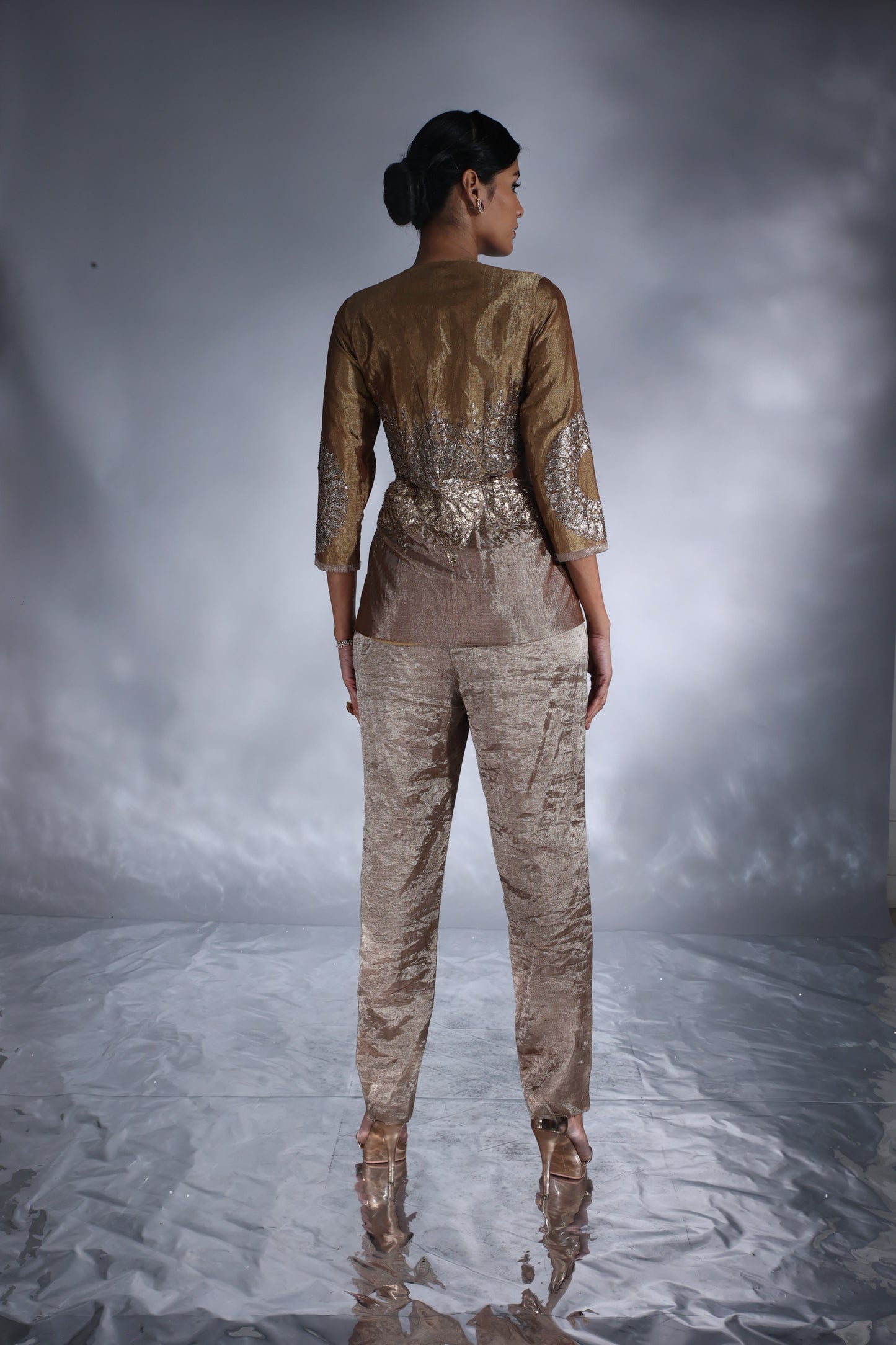 Hand woven chanderi silk tissue drape top