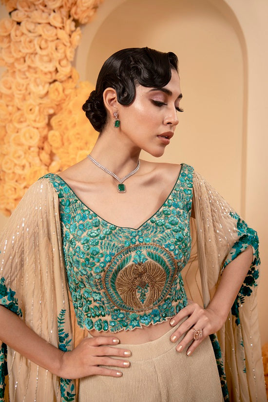 Multi colour thread embroidered blouse