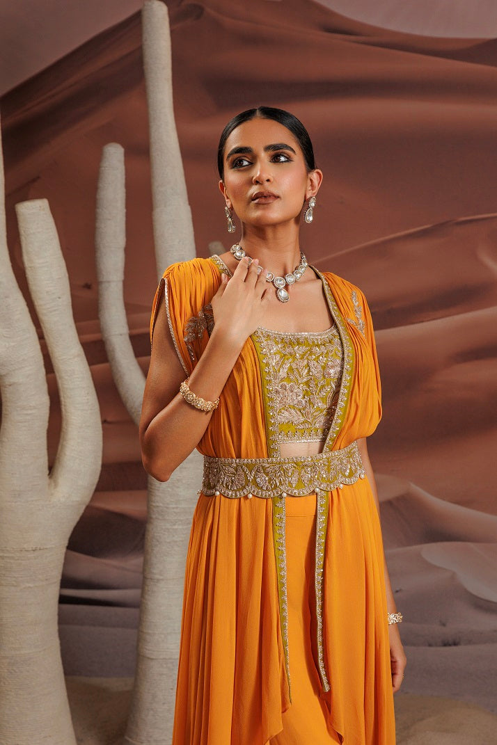 Opada silk green blouse with heavy dori