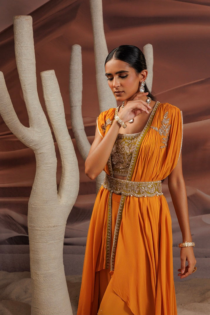 Opada silk green blouse with heavy dori
