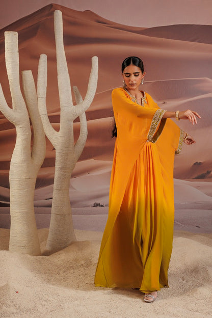 Ombre shaded Georgette kaftan with dori.