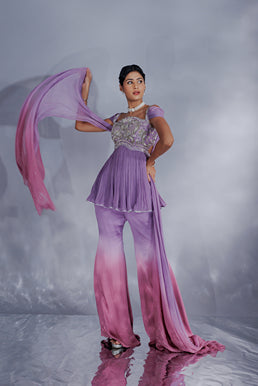 Opada silk yoke with curve asymmetrical neckline