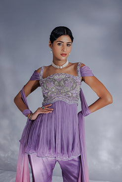 Opada silk yoke with curve asymmetrical neckline