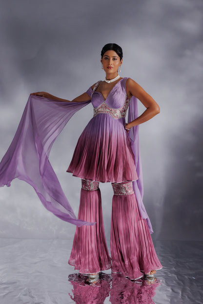 Georgette organza rooshing sharara set