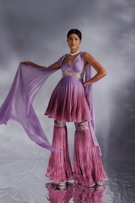Georgette organza rooshing sharara set