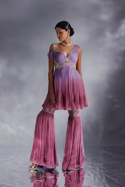 Georgette organza rooshing sharara set