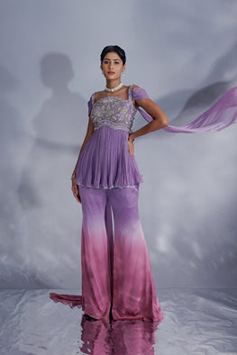 Opada silk yoke with curve asymmetrical neckline