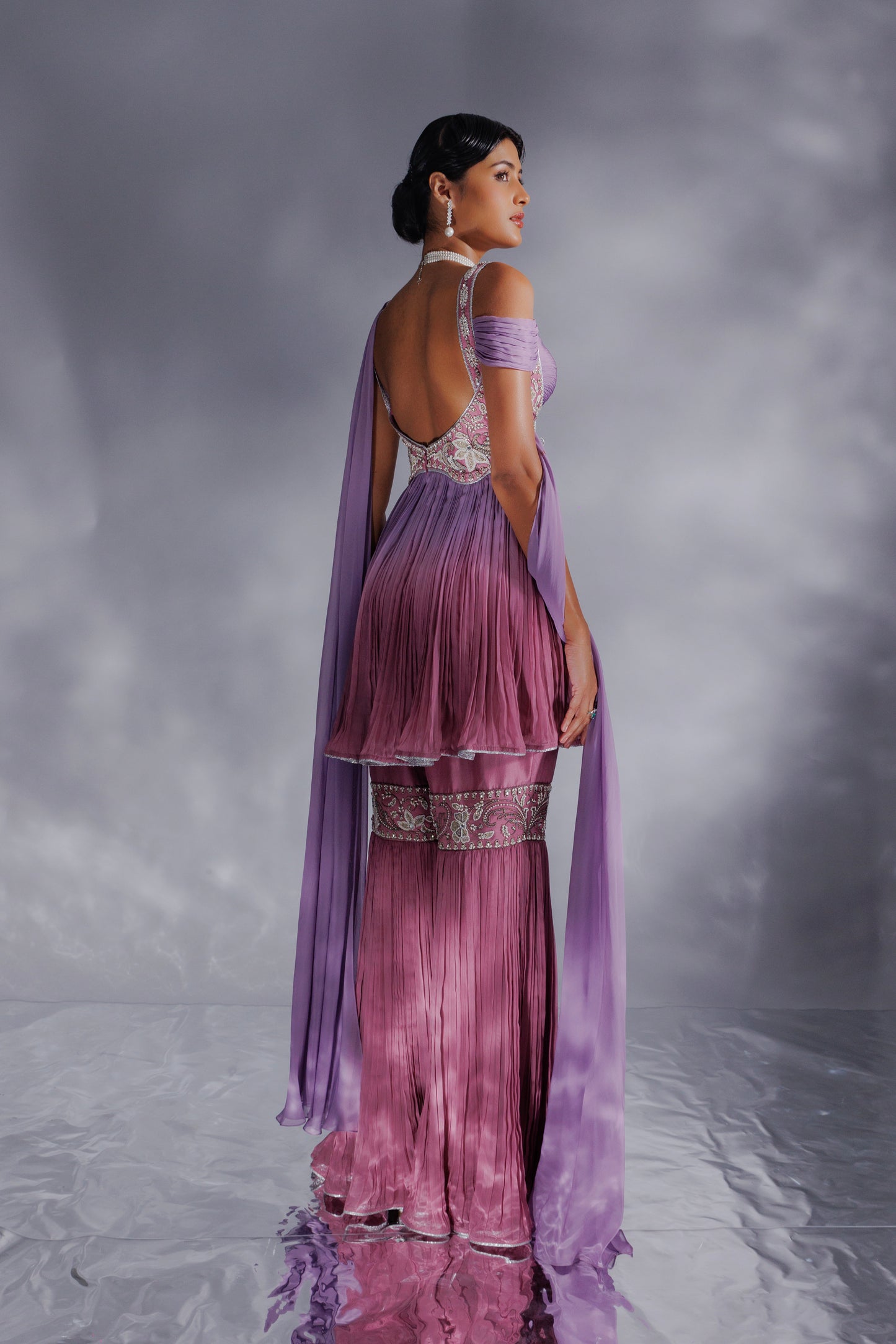 Georgette organza rooshing sharara set