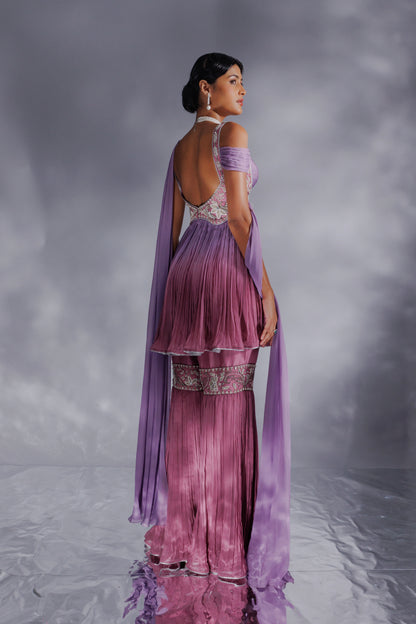 Georgette organza rooshing sharara set