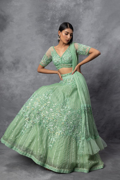 Aqua Green Lehenga Set