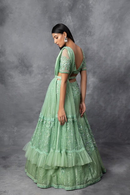 Aqua Green Lehenga Set